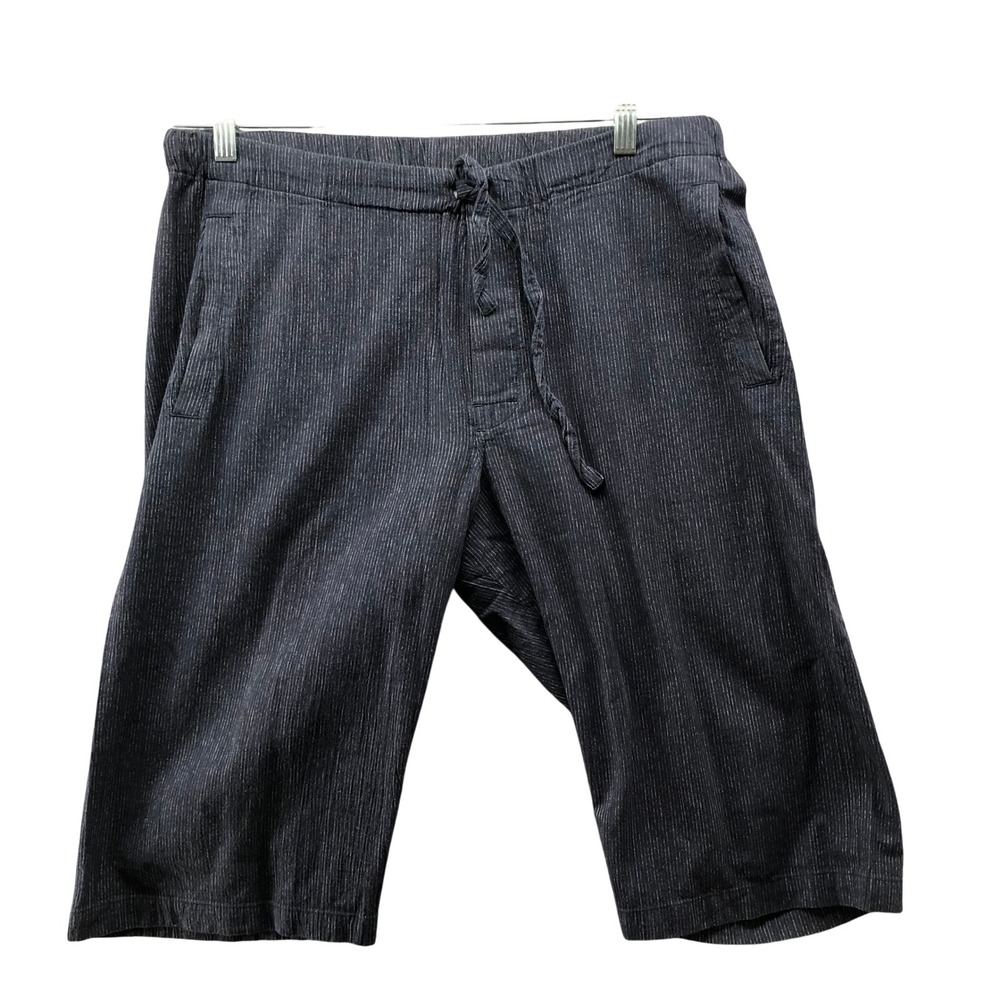 GU (Uniqlo) Lightweight Cotton Bermuda Shorts Mens M Pinstriped Navy Pull On